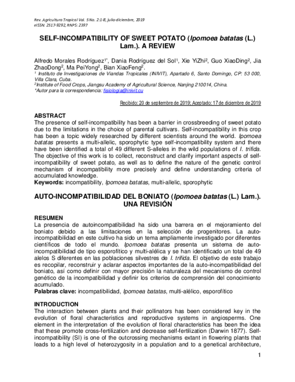 (PDF) Self-incompatibility of sweet potato (Ipomoea batatas (L.) Lam ...