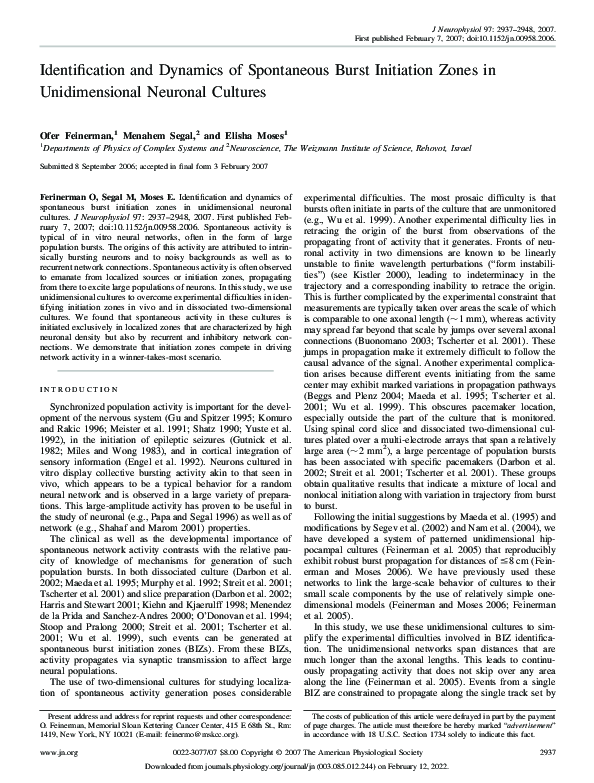 (PDF) Identification and Dynamics of Spontaneous Burst Initiation Zones ...