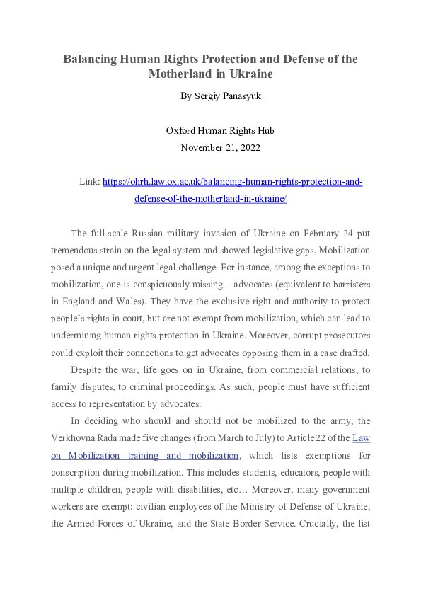 (PDF) Balancing Human Rights Protection and Defense of the Motherland ...