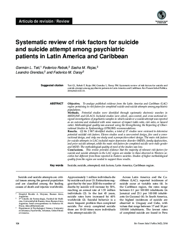 (PDF) Systematic review of risk factors for suicide and suicide attempt ...