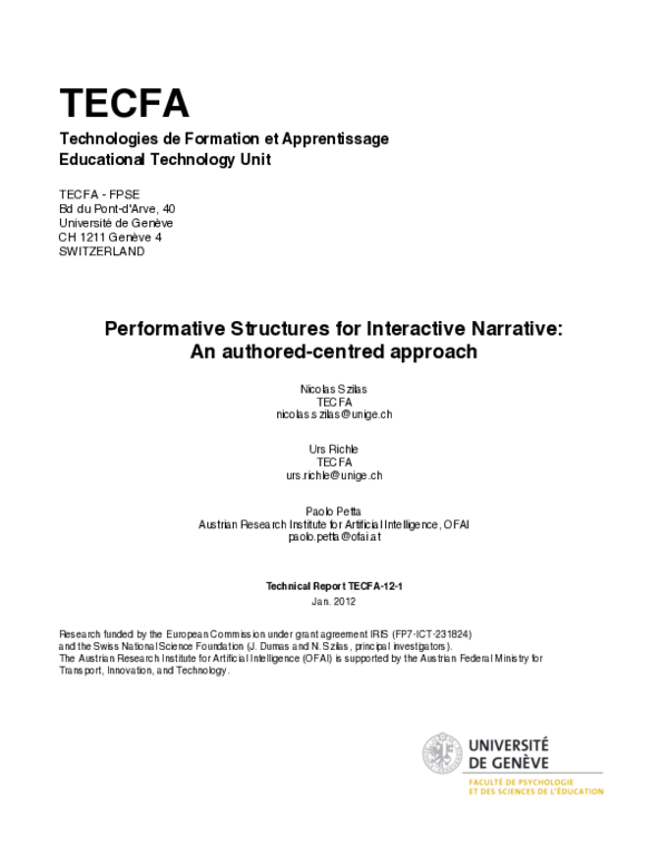 (PDF) Performative Structures for Interactive Narrative : An authored ...