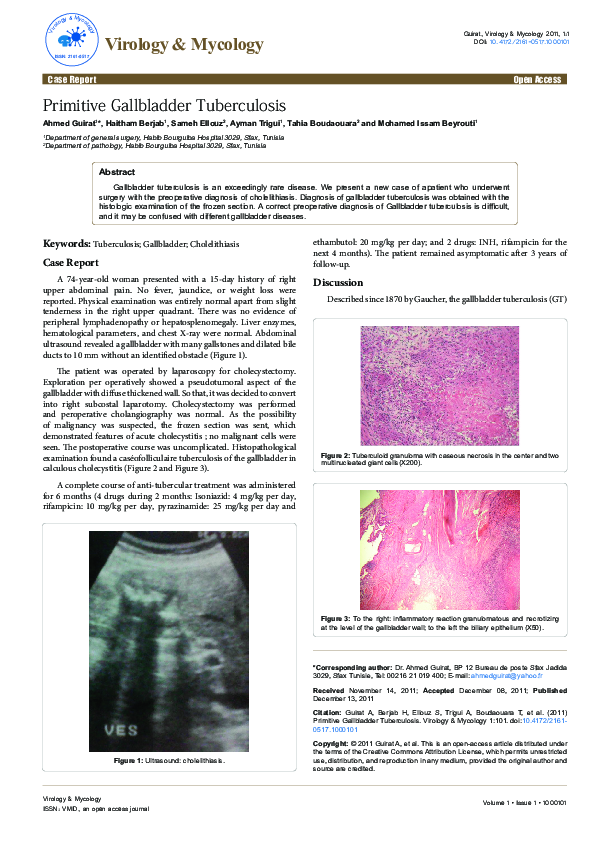 (PDF) Primitive Gallbladder Tuberculosis