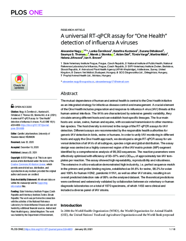 (PDF) A universal RT-qPCR assay for “One Health” detection of influenza ...
