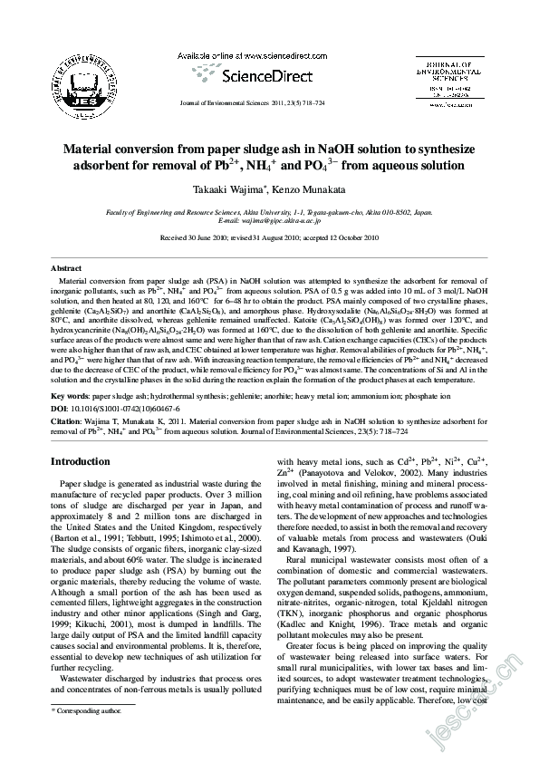(PDF) Material conversion from paper sludge ash in NaOH solution to ...