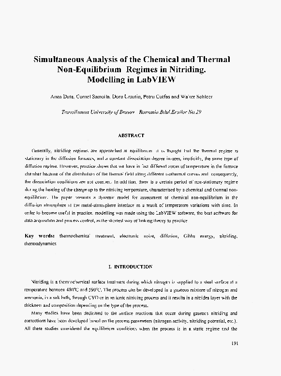 (PDF) Simultaneous Analysis of the Chemical and Thermal Non-Equilibrium ...
