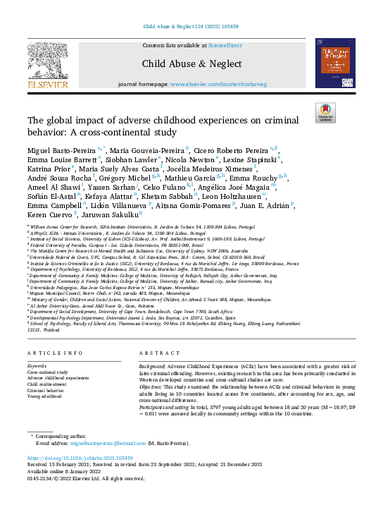 (PDF) The global impact of adverse childhood experiences on criminal ...