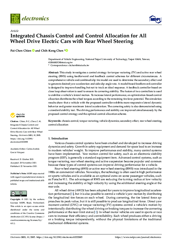(PDF) Integrated Chassis Control and Control Allocation for All Wheel ...