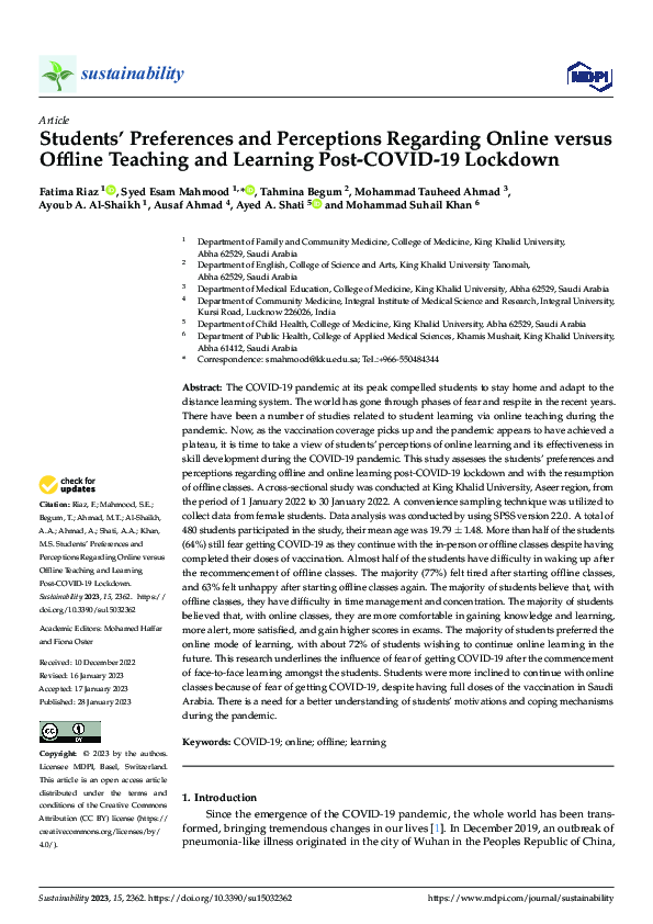 (PDF) Students’ Preferences and Perceptions Regarding Online versus ...