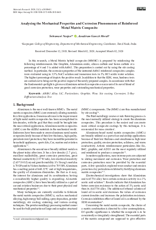 (PDF) Analysing the Mechanical Properties and Corrosion Phenomenon of ...
