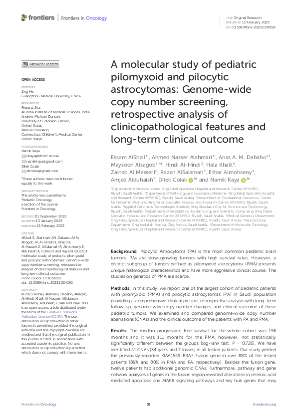 (PDF) A molecular study of pediatric pilomyxoid and pilocytic ...