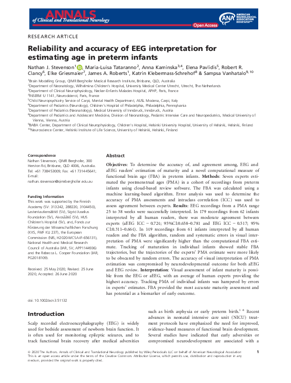 (PDF) Reliability and accuracy of EEG interpretation for estimating age ...
