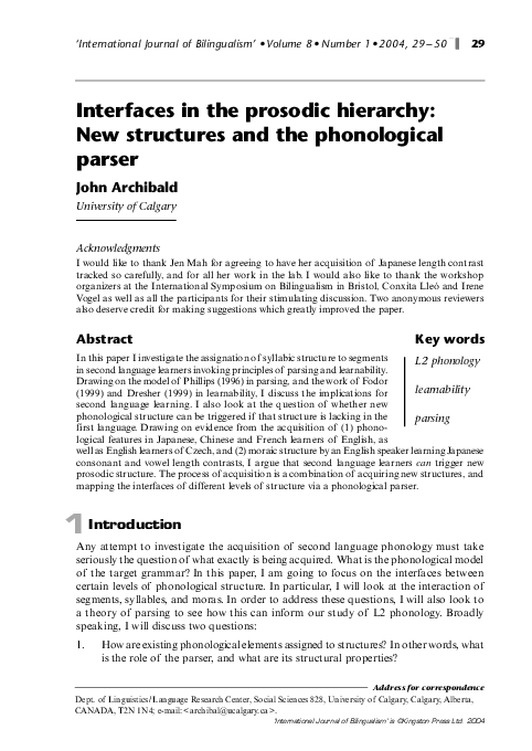 (PDF) Interfaces in the prosodic hierarchy: New structures and the ...