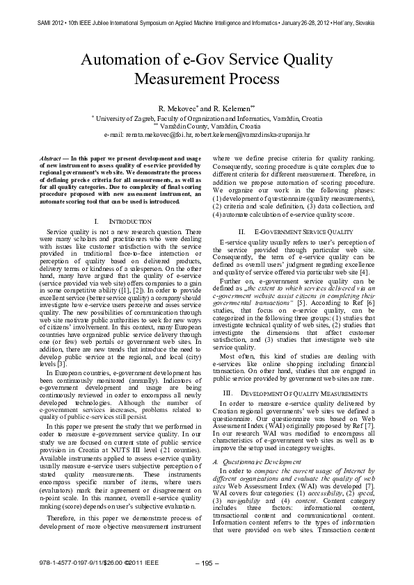 (PDF) Automation of e-gov service quality measurement process