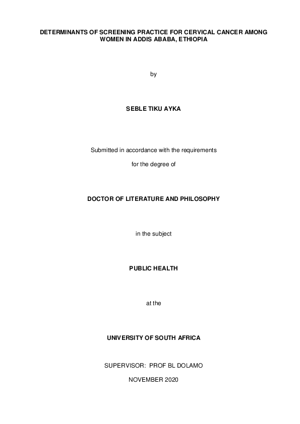 (PDF) Determinants of screening practice for cervical cancer among ...