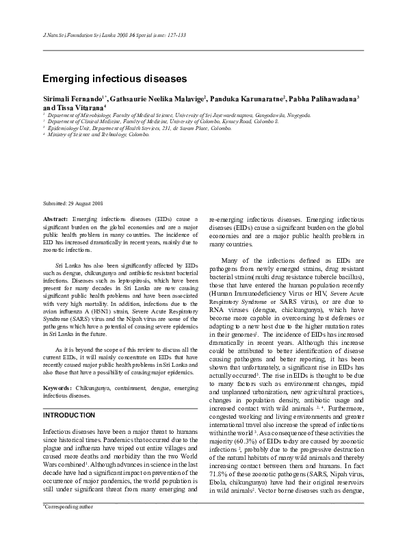 (PDF) Emerging infections diseases
