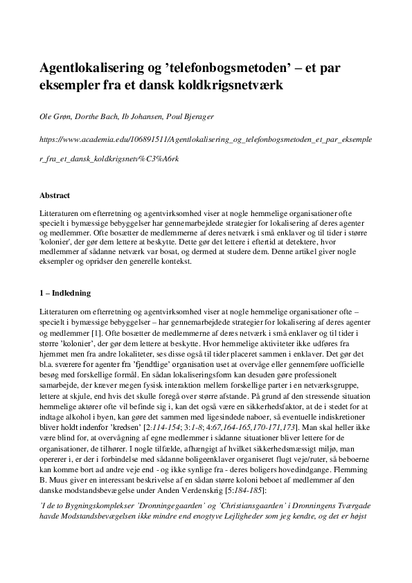 (PDF) Agentlokalisering og 'telefonbogsmetoden' - et par eksempler fra ...