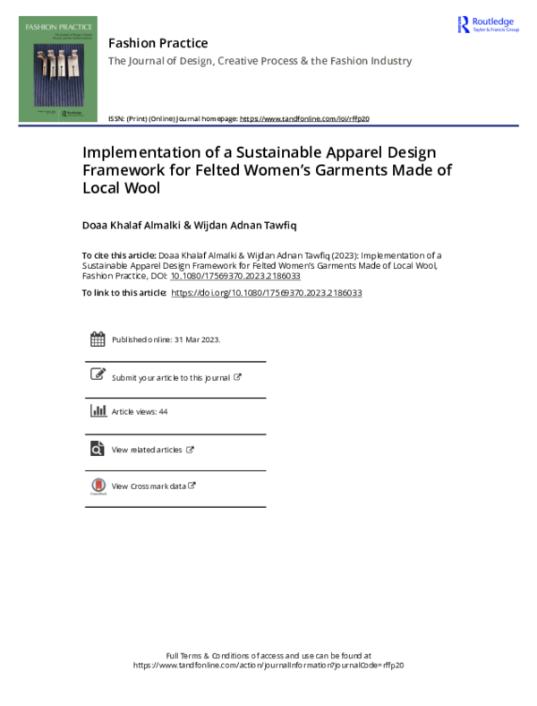 (PDF) Implementation of a Sustainable Apparel Design Framework for ...