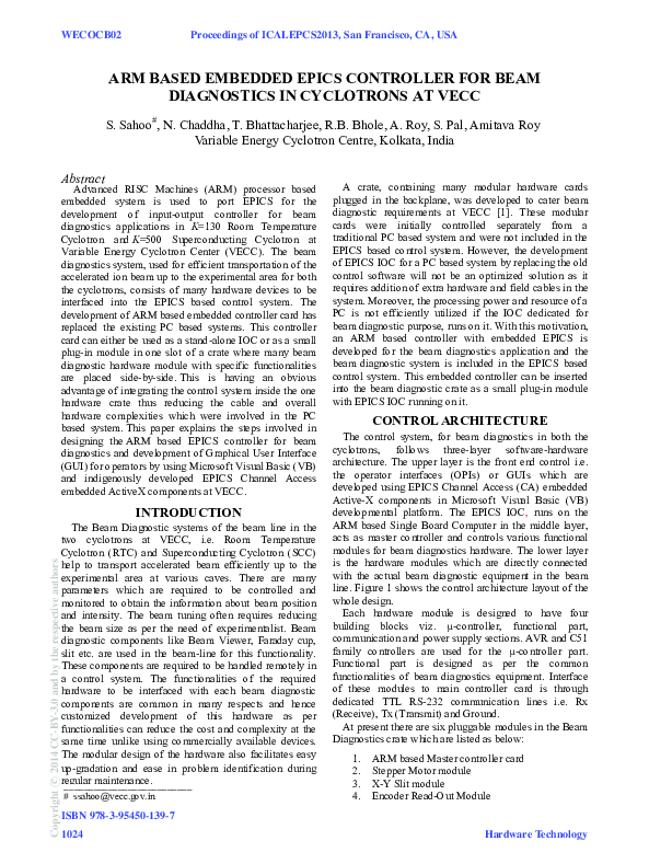 (PDF) ARM Based Embedded EPICS Controller for Beam Diagnostics of ...