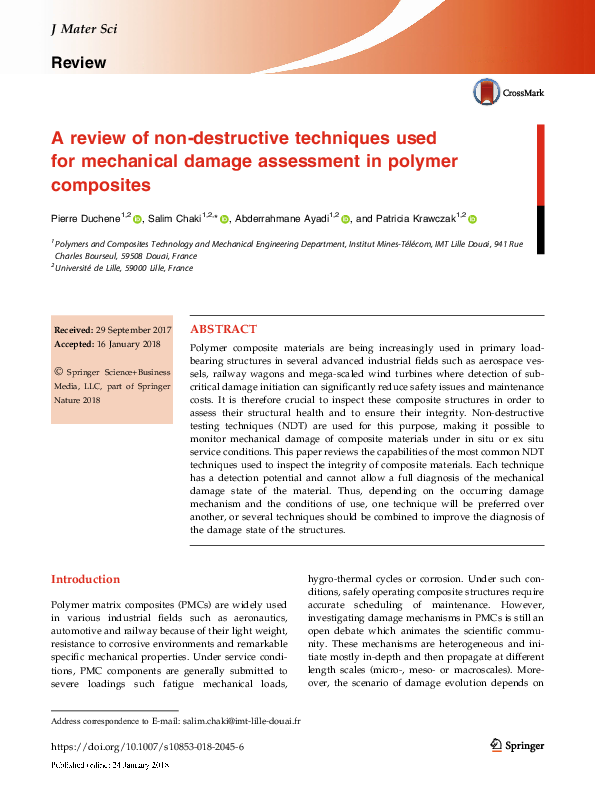 (PDF) A review of non-destructive techniques used for mechanical damage ...