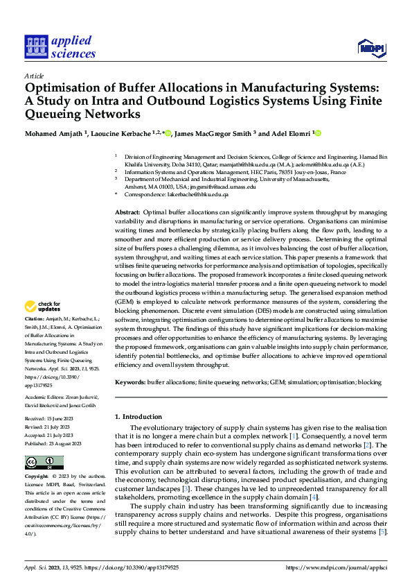 (PDF) Optimisation of Buffer Allocations in Manufacturing Systems: A ...