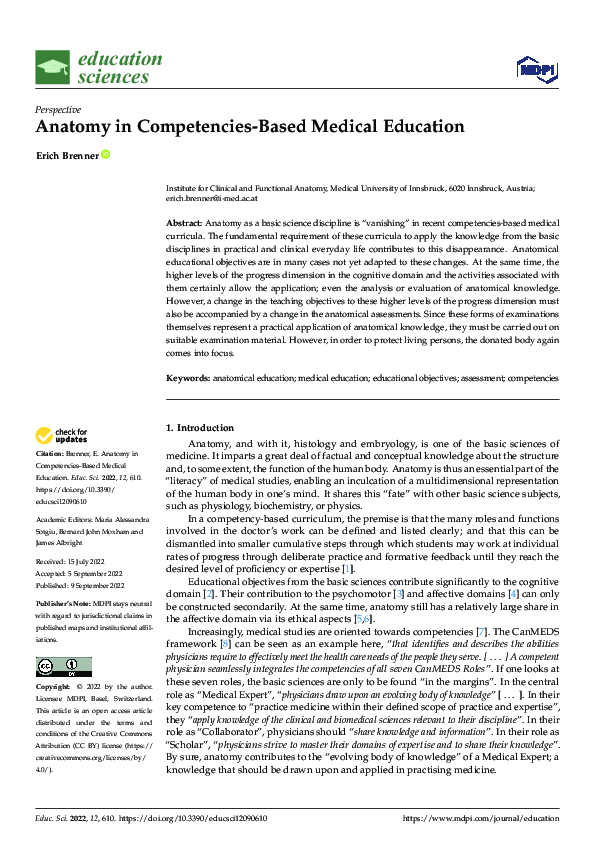 (PDF) Anatomy in Competencies-Based Medical Education