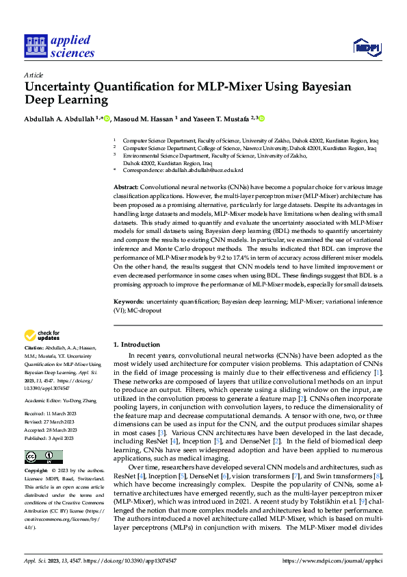 (PDF) Uncertainty Quantification for MLP-Mixer Using Bayesian Deep Learning