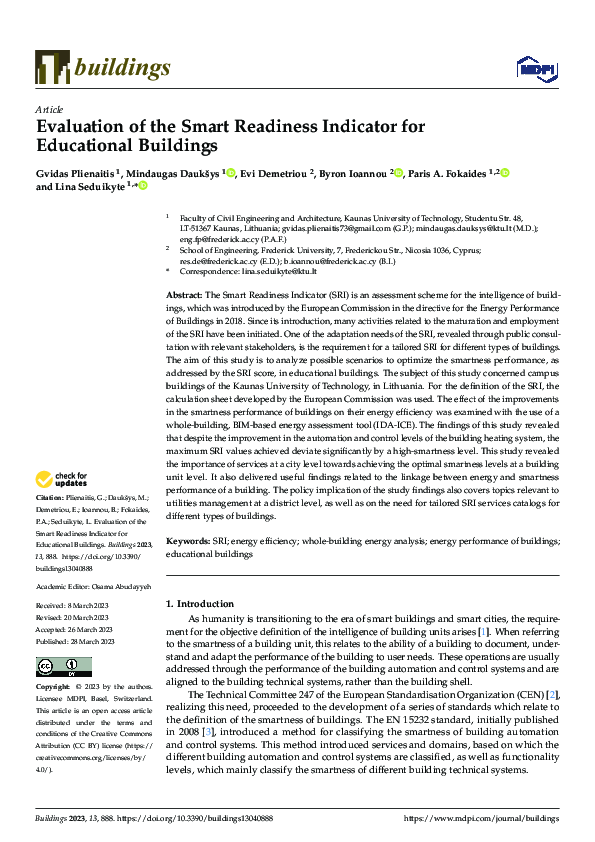 (PDF) Evaluation of the Smart Readiness Indicator for Educational Buildings