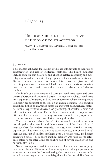 (PDF) Non-Use and Use of Ineffective Methods of Contraception