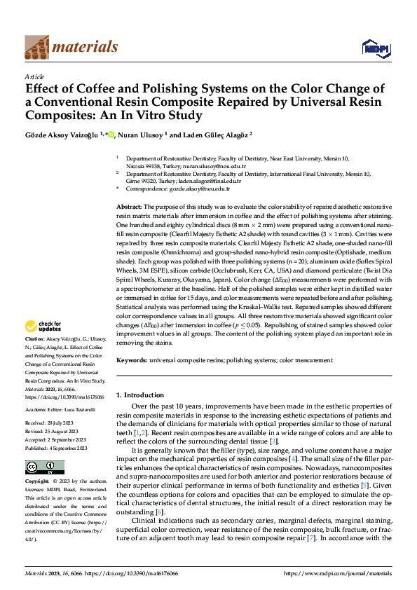 (PDF) Effect of Coffee and Polishing Systems on the Color Change of A ...