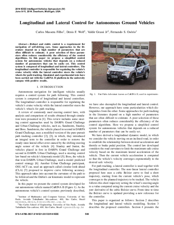 (PDF) Longitudinal and lateral control for autonomous ground vehicles