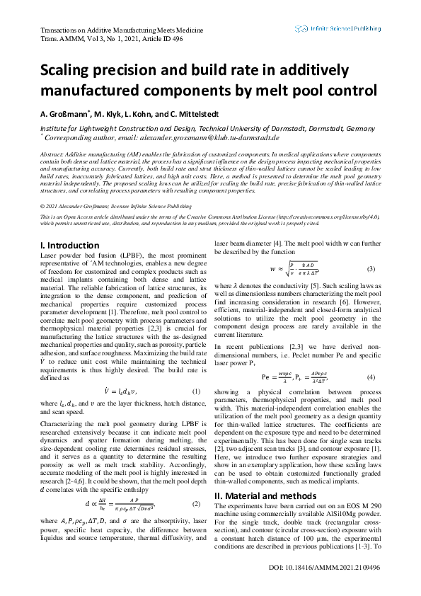 (PDF) Scaling precision and build rate in additively manufactured ...