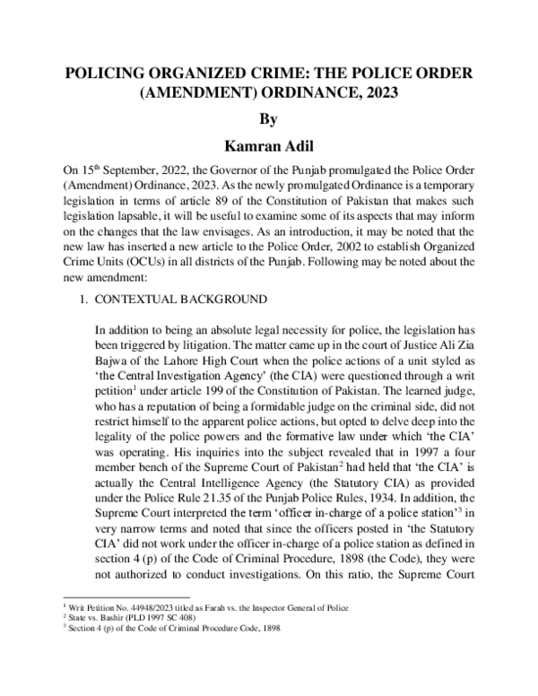 (PDF) POLICING ORGANIZED CRIME: THE POLICE ORDER (AMENDMENT) ORDINANCE ...