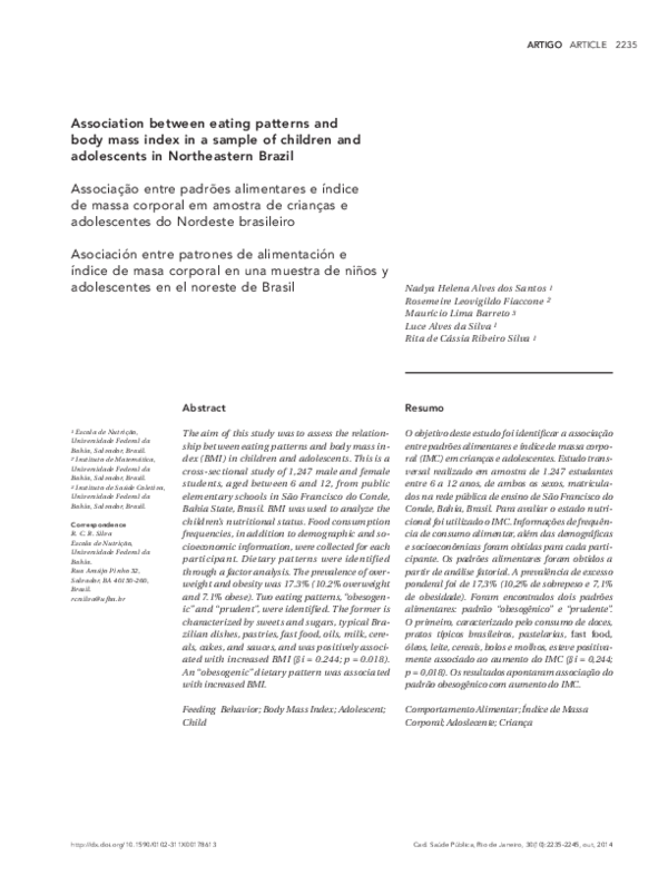 (PDF) Association between eating patterns and body mass index in a ...