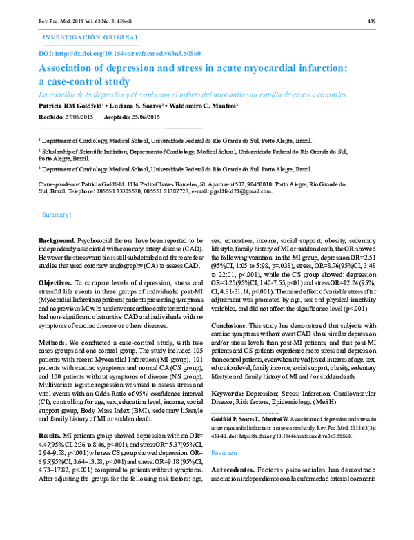 (PDF) Association of Depression and Stress in Acute Myocardial ...