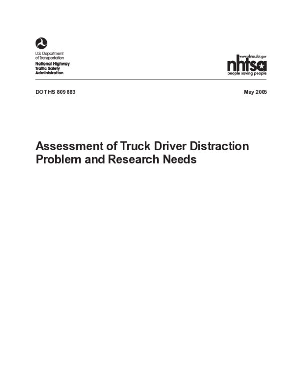(PDF) Assessment of Truck Driver Distraction Problem and Research Needs