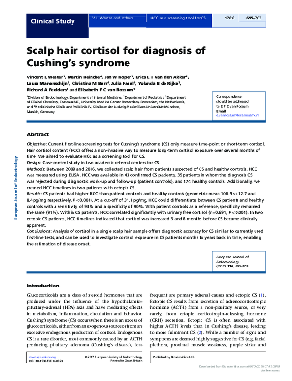 (PDF) Scalp hair cortisol for diagnosis of Cushing’s syndrome