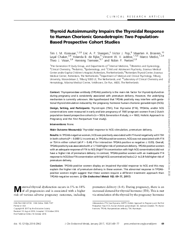(PDF) Thyroid autoimmunity impairs the thyroidal response to hCG: two ...