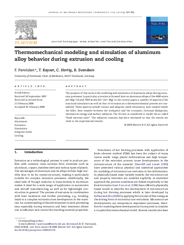 (PDF) Thermomechanical modeling and simulation of aluminum alloy ...