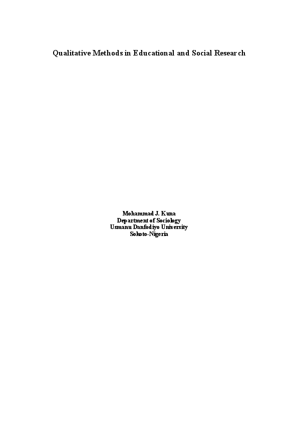 (DOC) Qualitative Methods in Educational and Social Research
