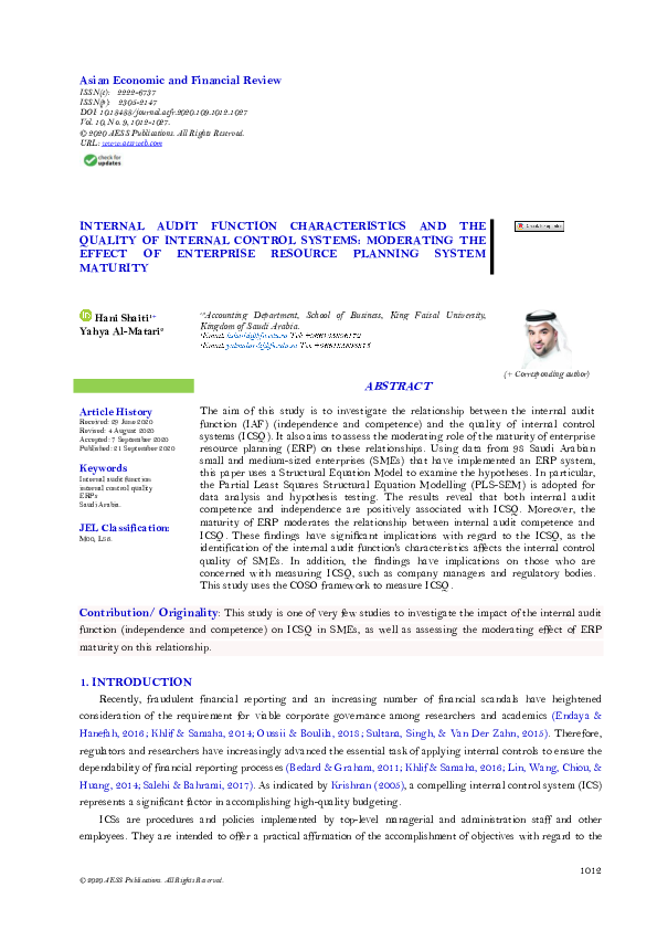 (PDF) Internal Audit Function Characteristics and the Quality of ...
