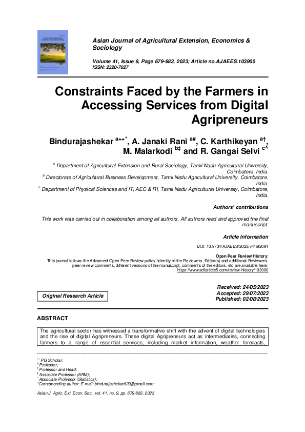 (PDF) Constraints Faced by the Farmers in Accessing Services from ...