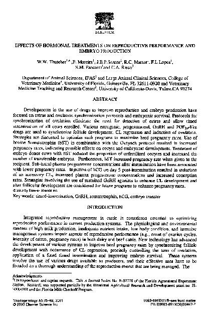(PDF) Effects of hormonal treatments on reproductive performance and ...
