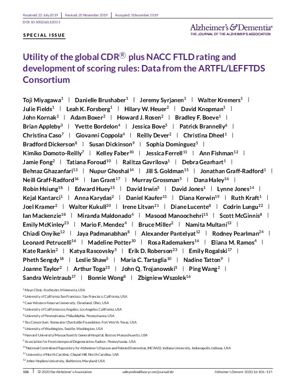 (PDF) Utility of the global CDR® plus NACC FTLD rating and development ...