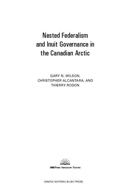 (PDF) Nested Federalism and Inuit Governance in the Canadian Arctic