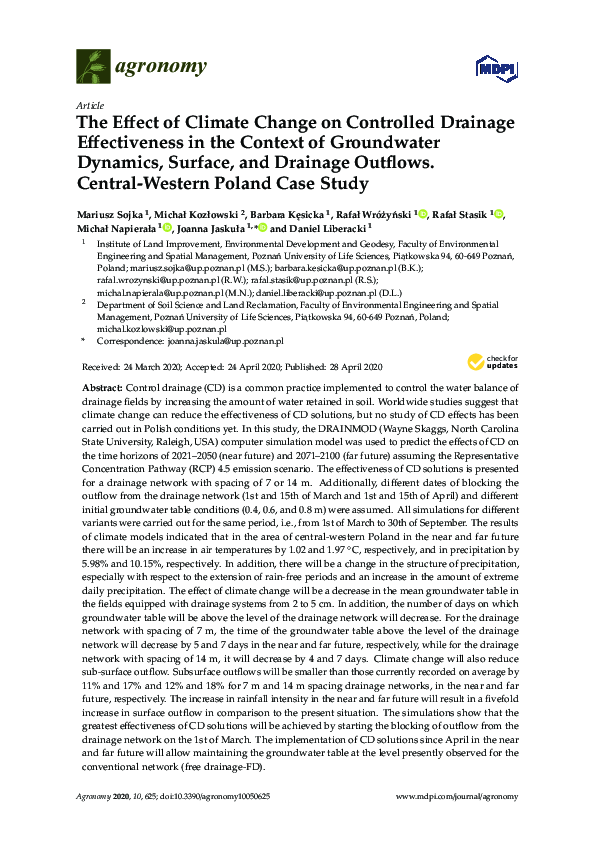(PDF) The Effect of Climate Change on Controlled Drainage Effectiveness ...