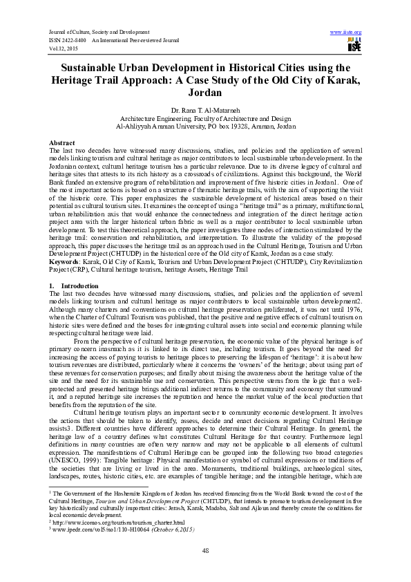 (PDF) Sustainable Urban Development in Historical Cities using the ...