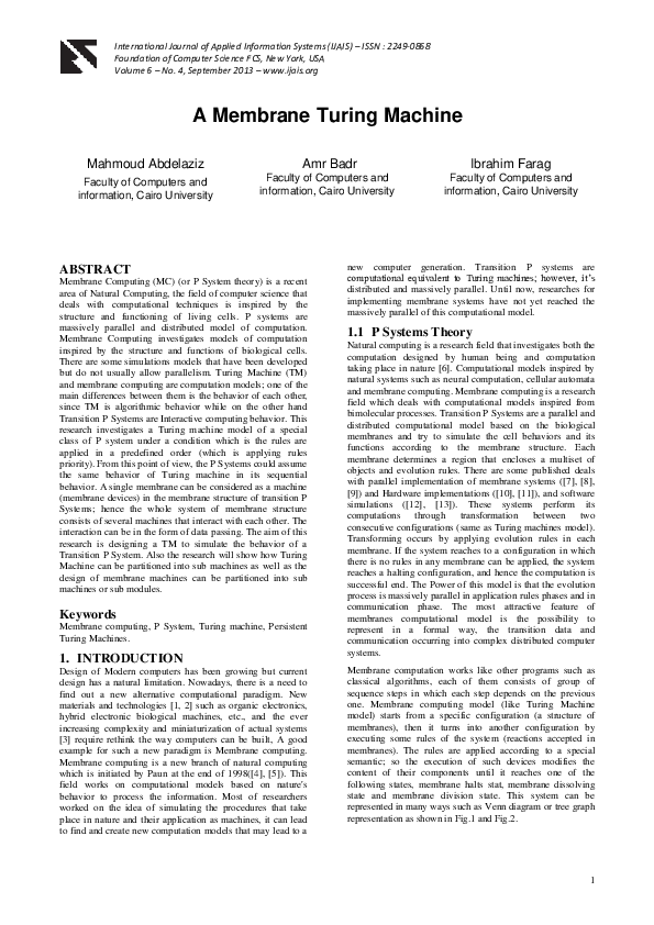 (PDF) A Membrane Turing Machine