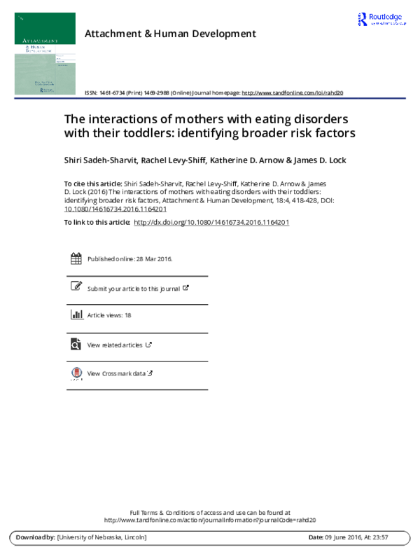 (PDF) The interactions of mothers with eating disorders with their ...
