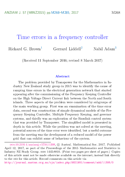 (PDF) Time errors in a frequency controller
