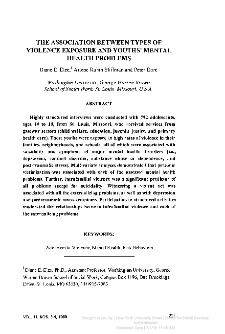 (PDF) The Association Between Types of Violence Exposure and Youths ...